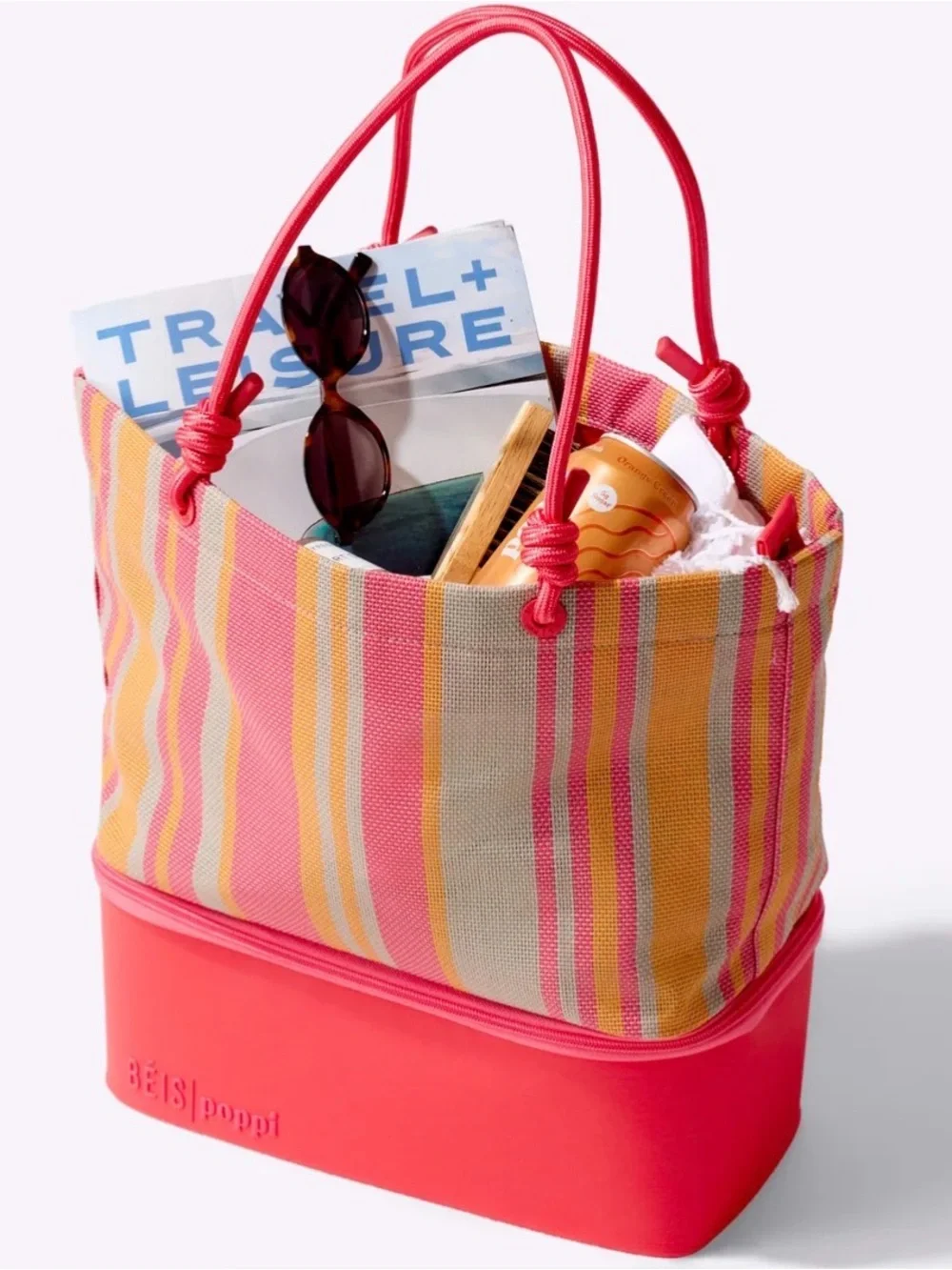 NWT BEIS x Poppi Limited Edition Striped Tote with detachable cooler - Picture 3 of 5